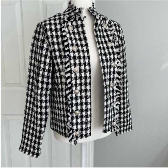 Cliche Black/White Women's Houndstooth Blazer Size S - Picture 2 of 9